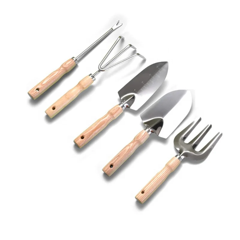 Care Garden Tools with Wooden Handle Spatula Transplant Trowel 430 Stainless Steel Garden Tools