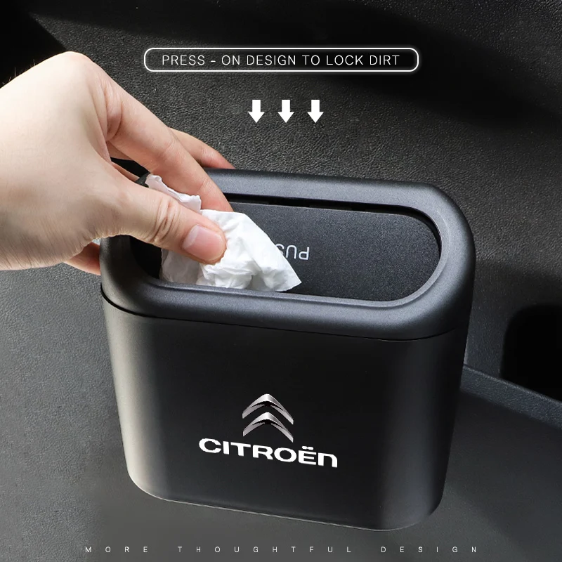 In-vehicle Trash Can Car Logo Garbage Case Storage Bucket Accessories For Citroen C1 C2 C3 Vts C4 Saxo C4L C5 C6 C8 Xsara