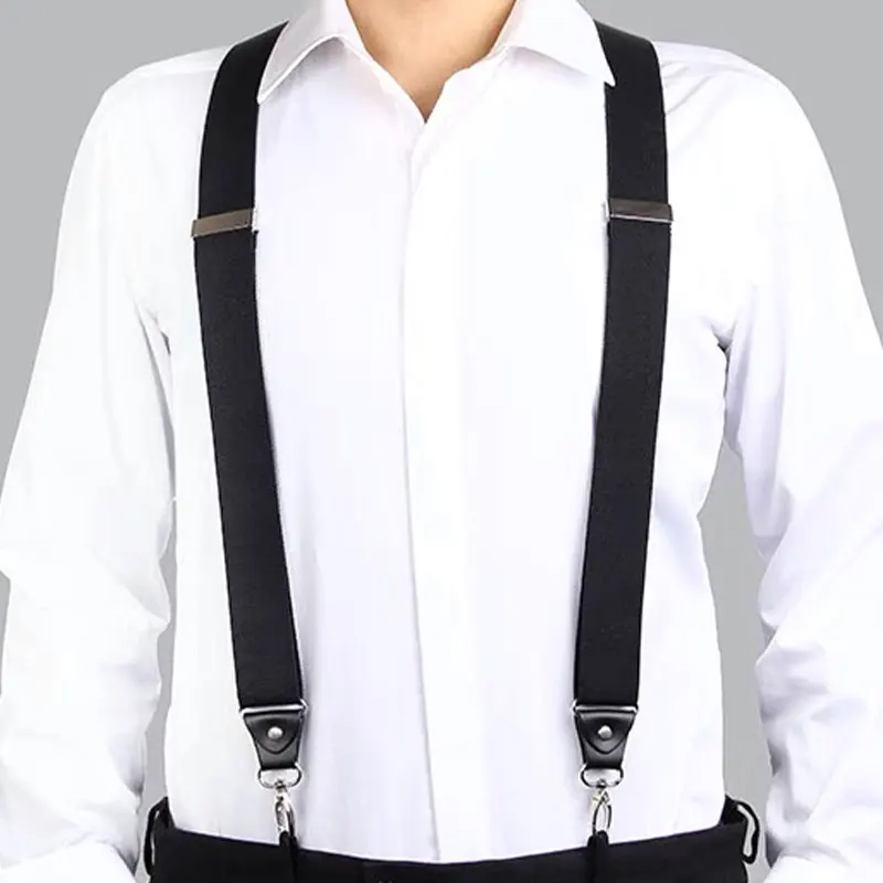 حمالات رجالية قابلة للتعديل على شكل حرف Y مع أشرطة مرنة وحمالات متينة وقوية للعمل