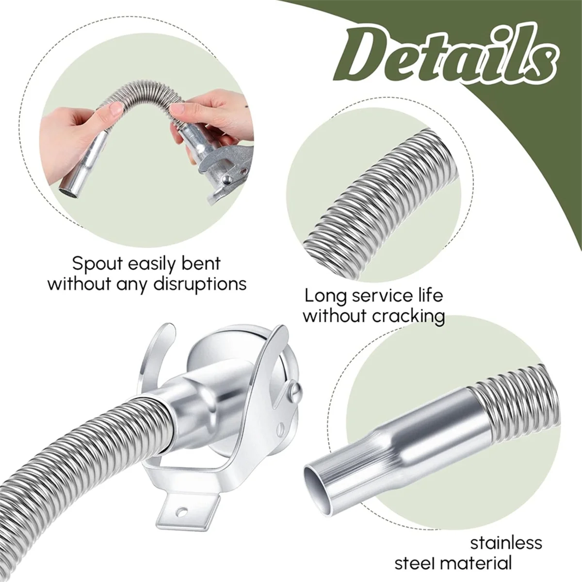A002 2 Pcs Flexible Stainless Steel Can Spout Long Nose Gas Can Spout Replacement for Can