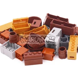 Marumine MOC Bricks City Accessories Basket Bread Fruit Food Barrel Container Pirate Treasure Box 30150 61780 2489 4738 4739