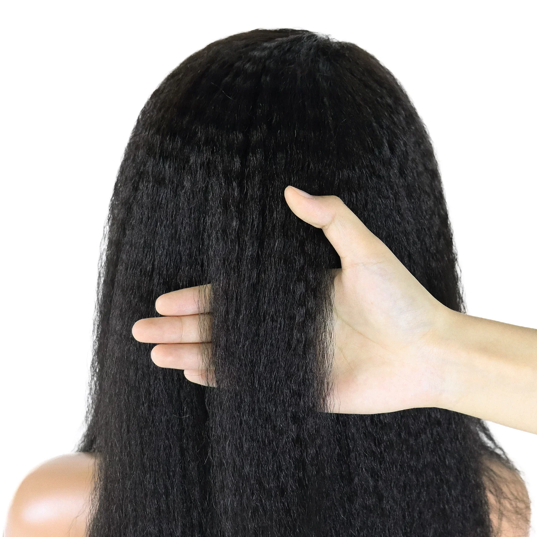 Gni megil synthetische Faser 22 "Yaki gerade schwarze Frauen Perücken natürliche Haarschnitte tragen und gehen verworrene lockige Perücke flauschigen dicken Haaransatz