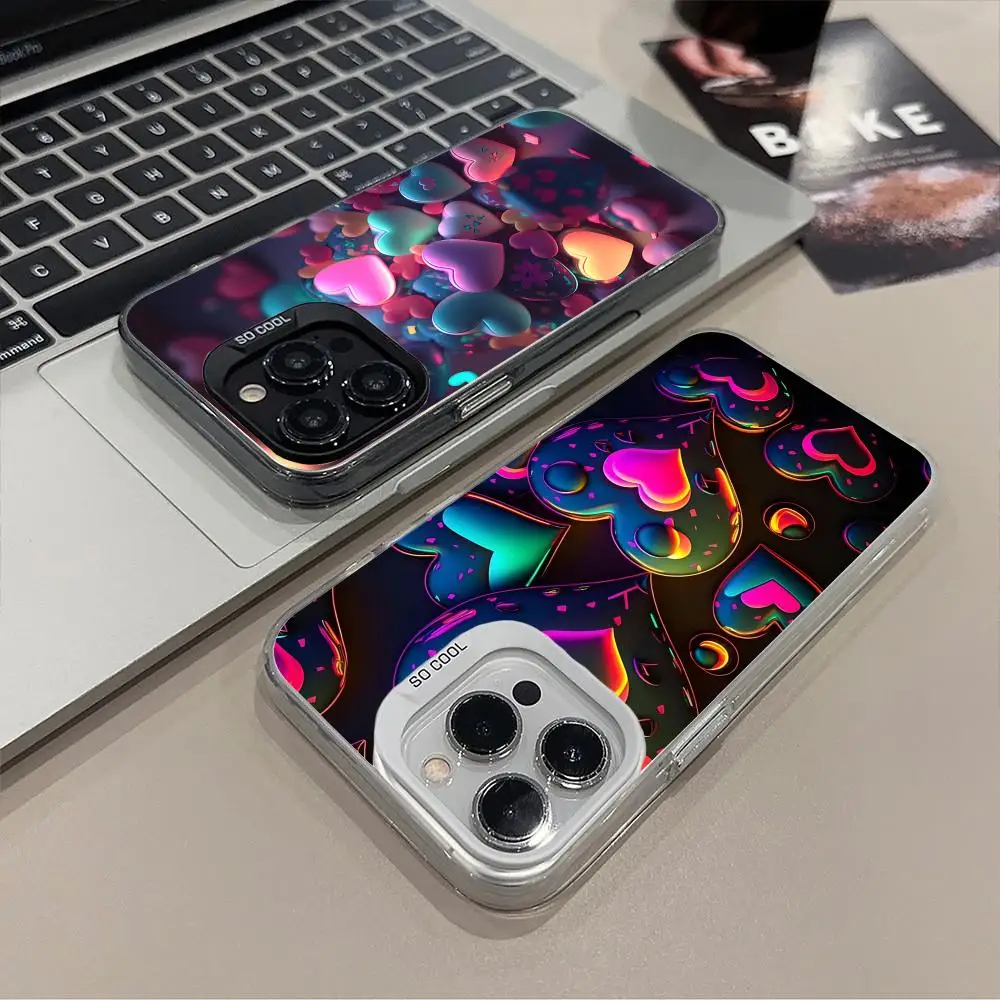 

Чехол для мобильного телефона Y2K Glowing Hearts для iPhone 17, 16, 15, 14, 13, 12, 11 X XR XS 8 7 Air Pro Max Plus, полупрозрачный цветной чехол