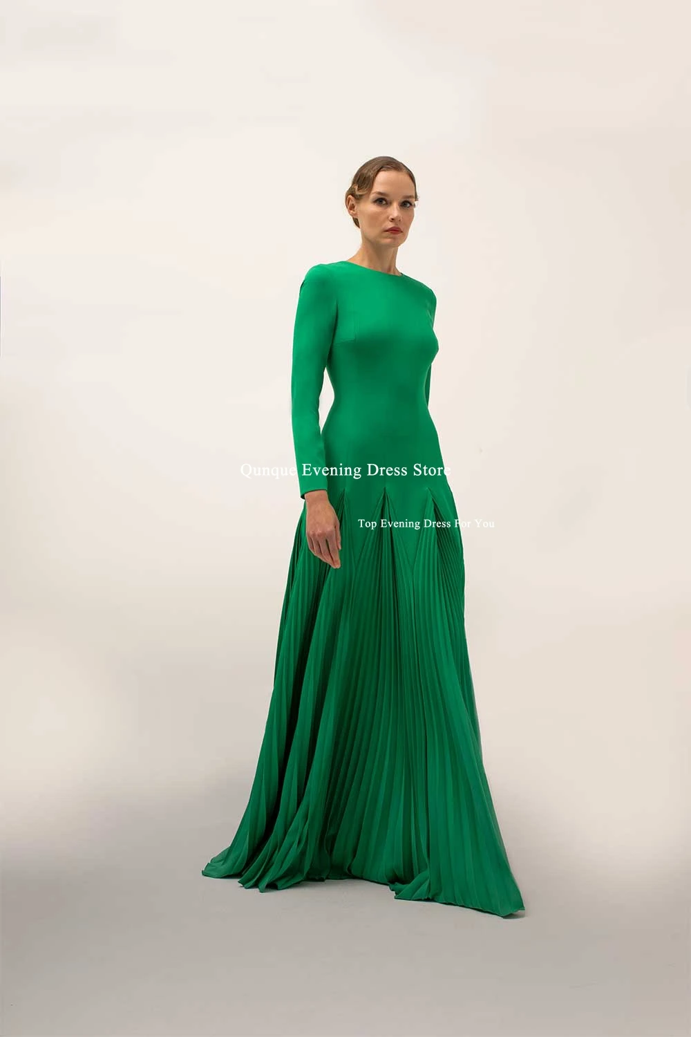 Qunque Long Sleeves Mermaid Prom Dresses Sexy Backless Cocktail dresses Satin Evening Gowns Customized Formal Occasion Dress