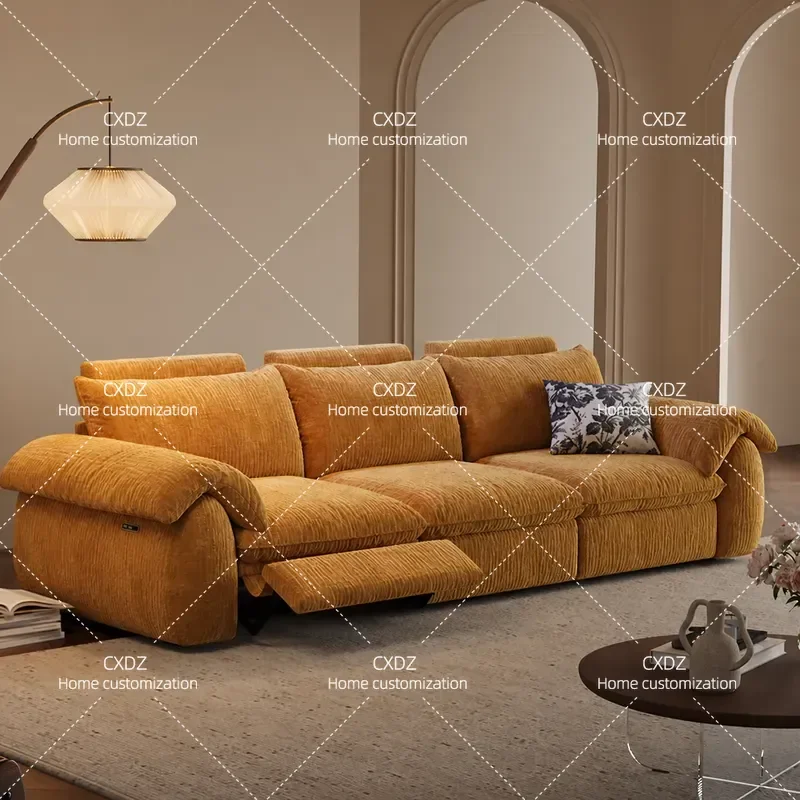 Medium Retro Removable Washable Cloud Feather Fabric Sofa Zero Wall Adjustable Electric Recliner for Living Room