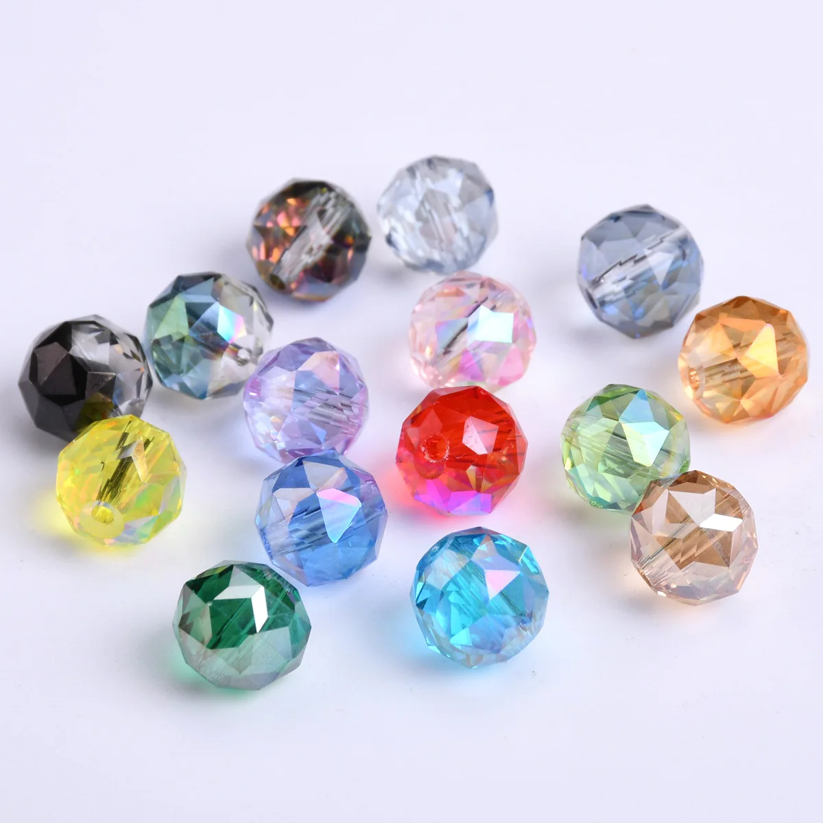 

10pcs Shiny Glossy Colorful Round 10mm Faceted Crystal Glass Loose Beads For Jewelry Making DIY Bracelet Findings