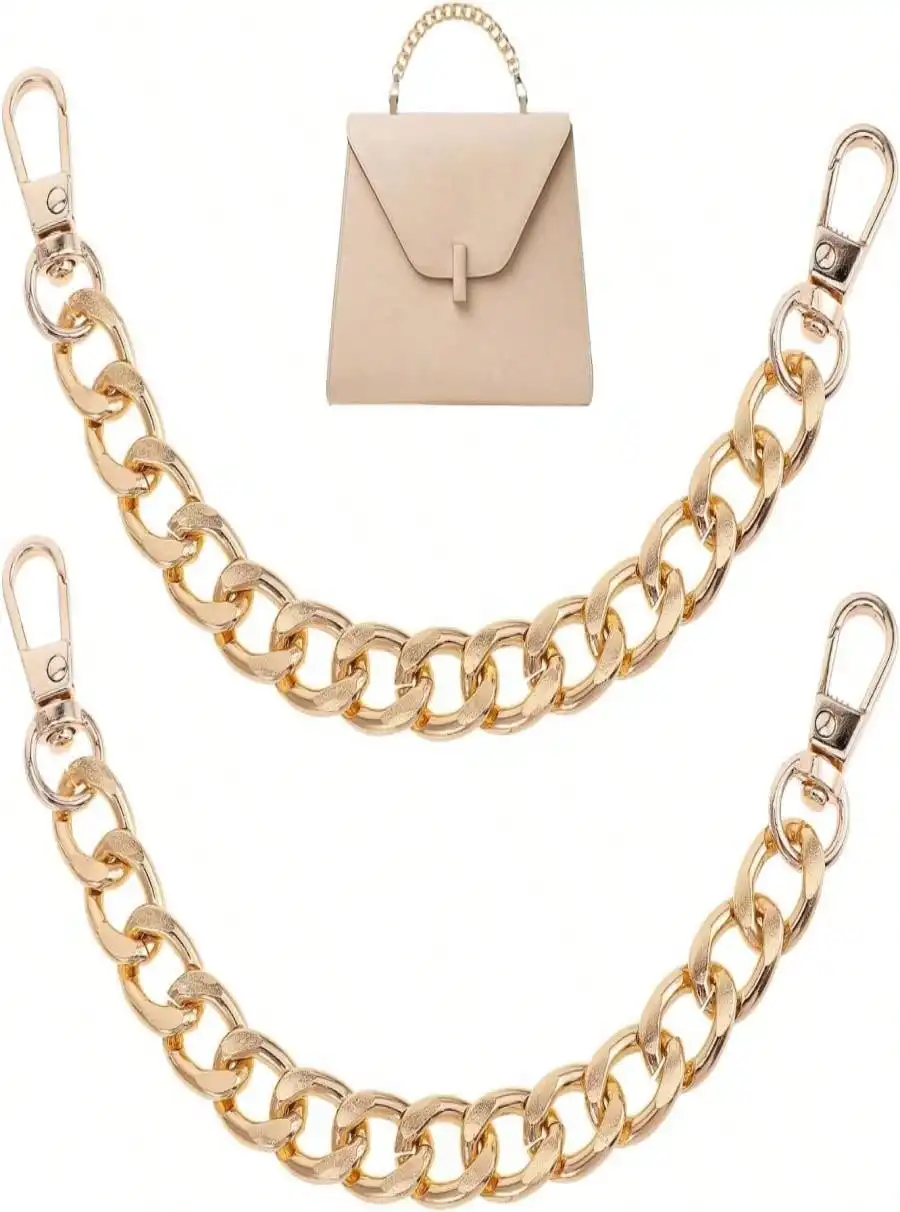 2 PCS 7.8Inch Purse Chain Charm Golden Wallet Chains Metal Purses Strap Extender Replacement For Handbags Shoulder