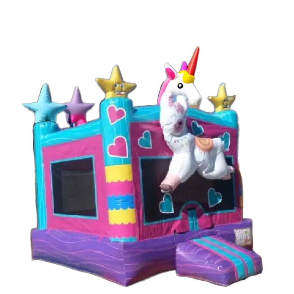 Portable PVC Inflatable Unicorn Castle Bounce House with Blower 2-Year Warranty Includes Repair Kits Bag Kids' Park Amusements