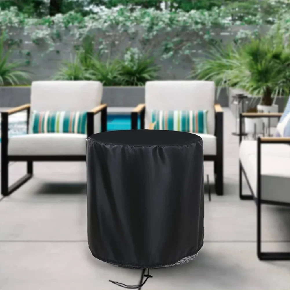 Small Round Table Cover Outdoor Waterproof 420D Oxford Fabric with Drawstring Adjustable Secure Fit 58 by 53 CM