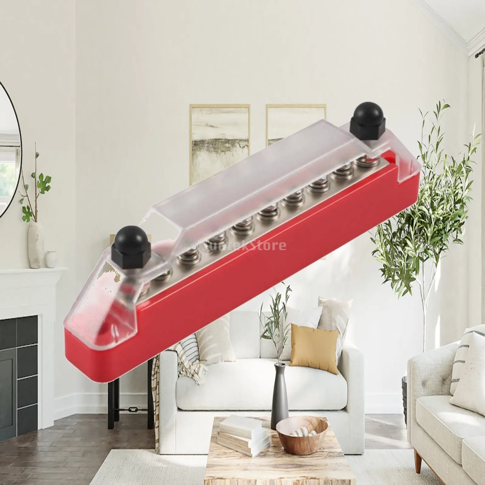 Busbar Distribution Block 8 Pole Copper Connector 150A with Transparent Insulating Cover for Boat RV