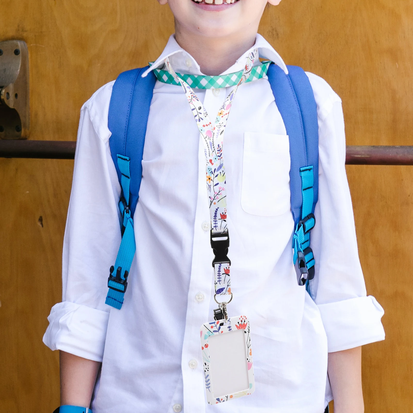 

1 set Floral Pattern Id Card Holder With Detachable Lanyard For Name Badge Work Card School Student Nurse Doctor Office Use Tag