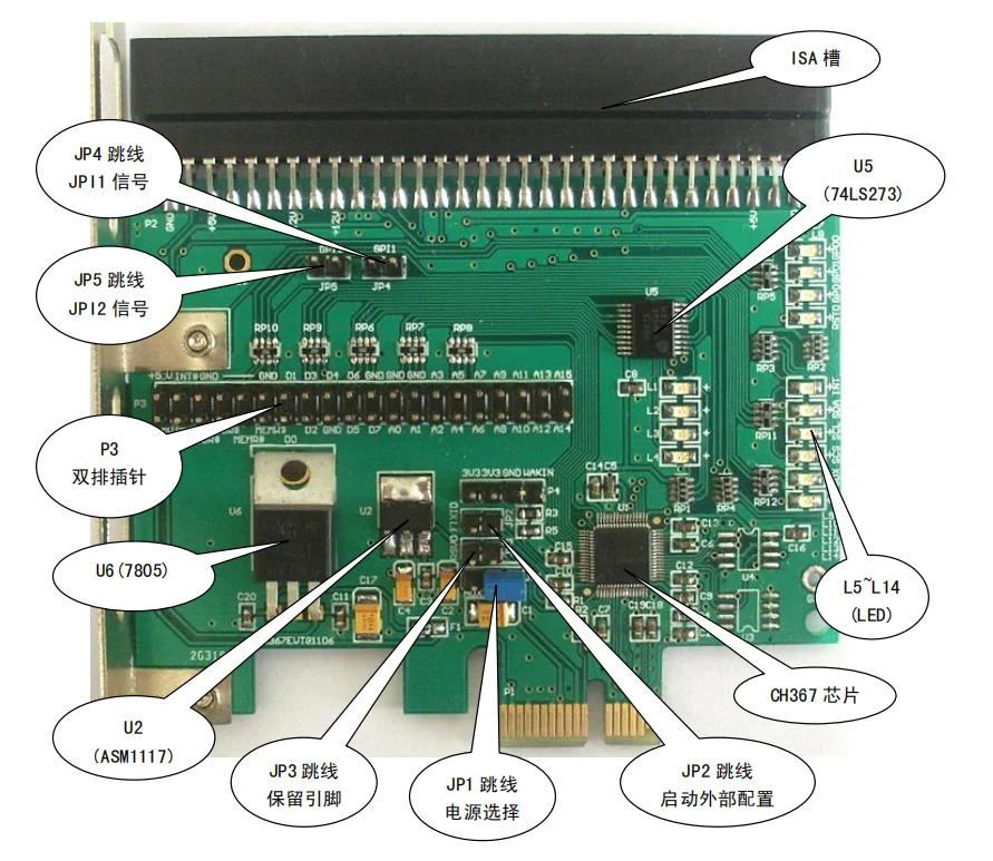 CH367 Development Board ISA/PCI Interface to PCIE Bus Interface CH367L-EVT Evaluation Board