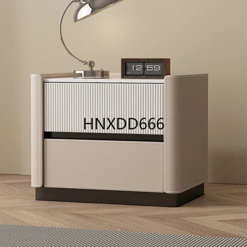 Simple modern light luxury high-end solid wood bedside table master bedroom alternative creative storage box