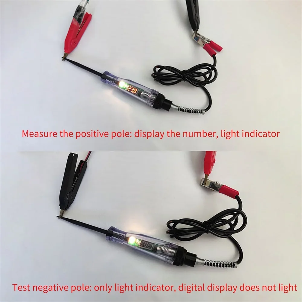 Auto Truck Voltage Circuit Tester 6V 12V 24V DC Digital Display Long Probe Pen Light Bulb Automobile Diagnostic Tool Auto Repair