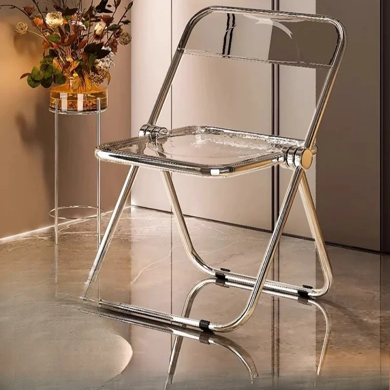 

Folding chair, coffee shop transparent chair, household dining chair portable dining chair