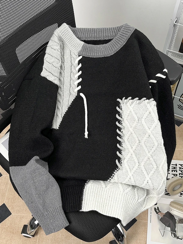 فضفاضة تناسب اللون بلو جولة Ne تريكو الرجال عارضة Sle الحرارية أعلى المراهقين كسول Faion الخريف الشتاء ألياف البوليستر