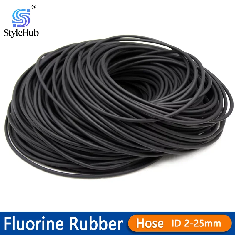 1~5M Black FKM Viton Fluorine Rubber Hose Tube 2‑25mm High Temperature 200°C Oil Acid Alkali Corrosion Resistant Plumbing Hoses