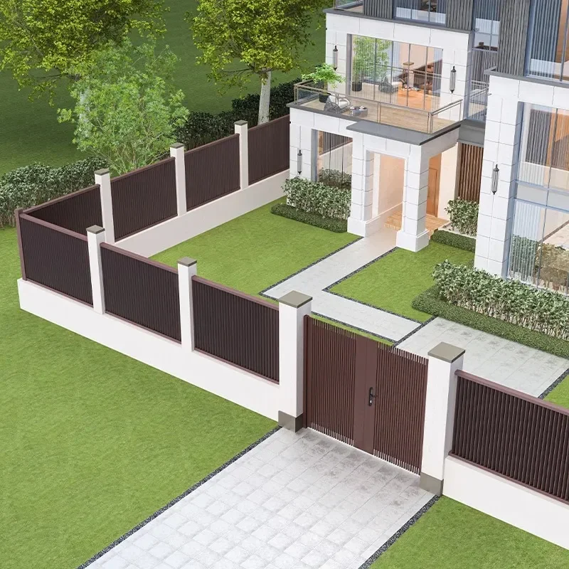 High End Aluminum Art Courtyard Electric Swing Door Alloy Villa Home Double Gate For Self Built House Opposite Entryway
