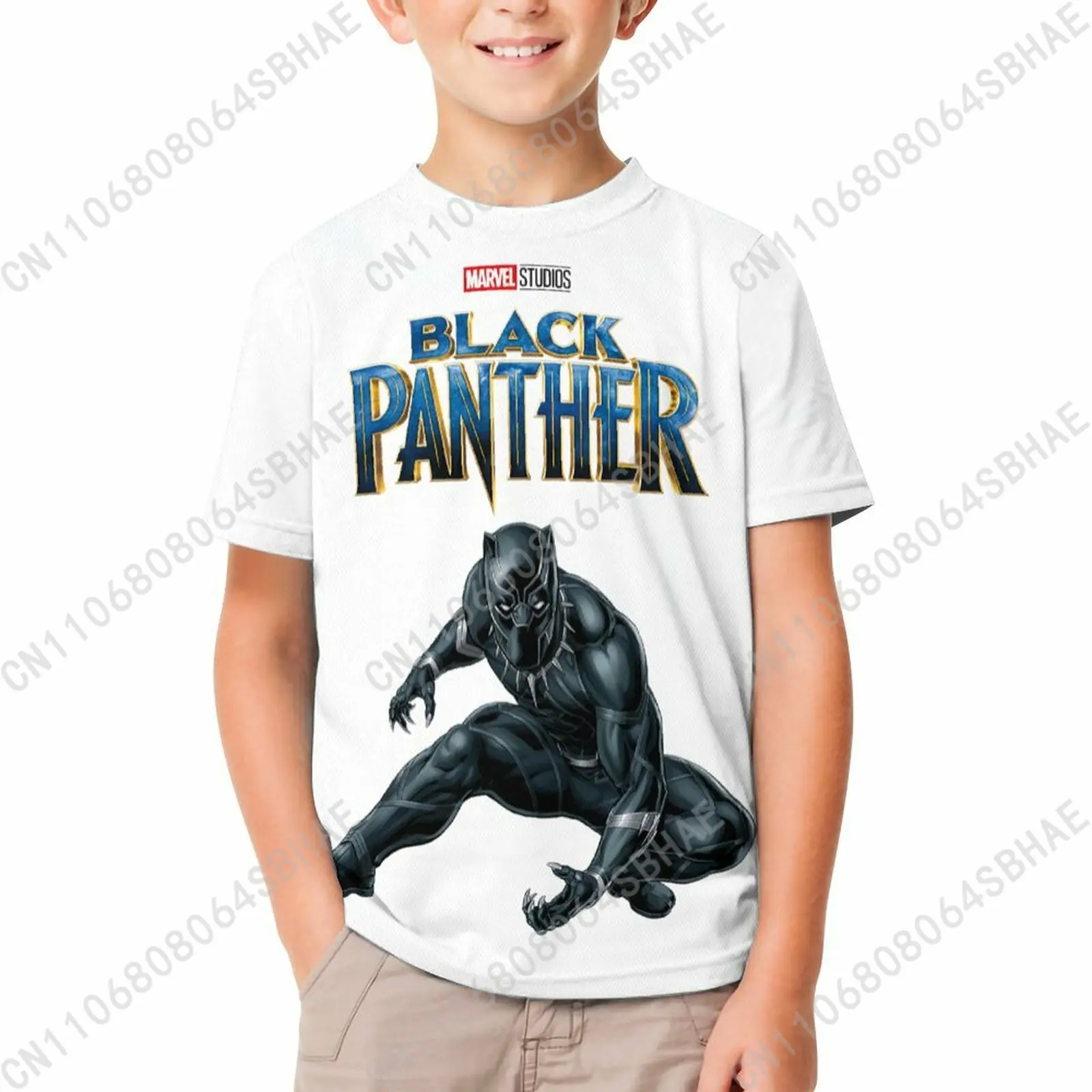

Marvel Biack Panther T Shirt Boy Girl Short Sleeve Print Cotton TShirt Comfortable Crew Neck Children Child Tee Cosplay
