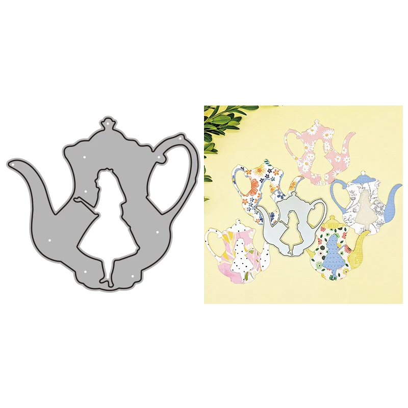 Alice In Teapot Metal Cutting Dies Disney Die Cuts for Diy Scrapbooking Album Paper Cards Making Decoration Crafts Template 2022