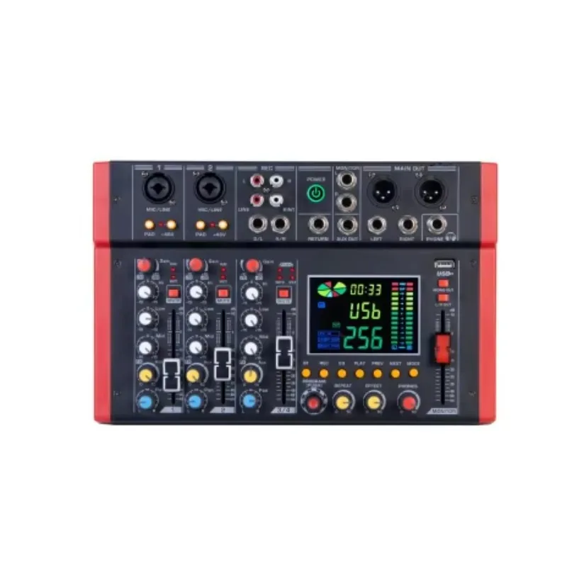 

NE4/6 256dsp Effect 4/6 Канальный аудиомикшер Mp3 Bluetooth Запись Аудио Микшерная консоль Музыкальная консоль для прямой трансляции