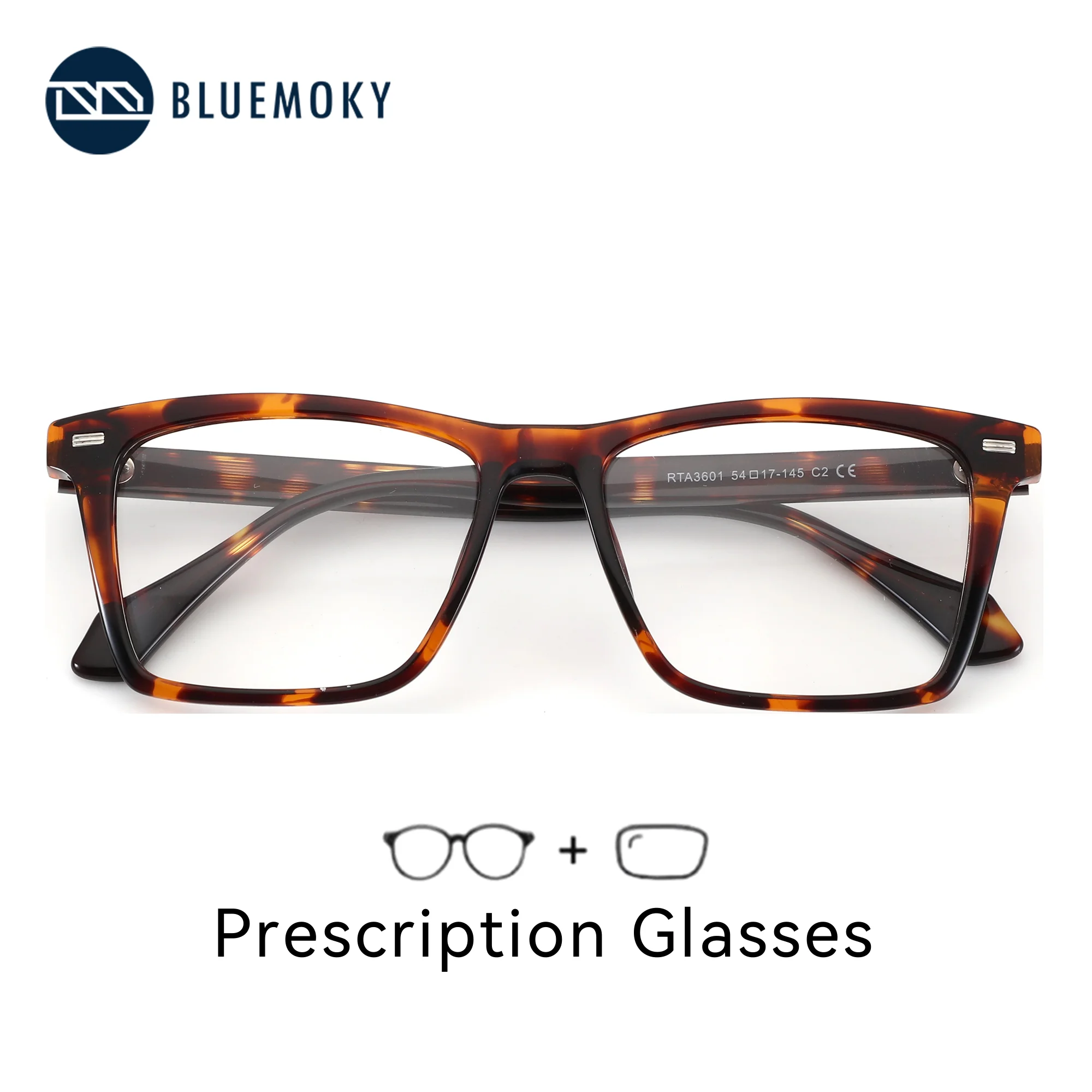 BLUEMOKY Rectangle Prescription Glasses For Men Progressive Multifocal Lenses Anti Blue Light Myopia Custom Eyeglasses