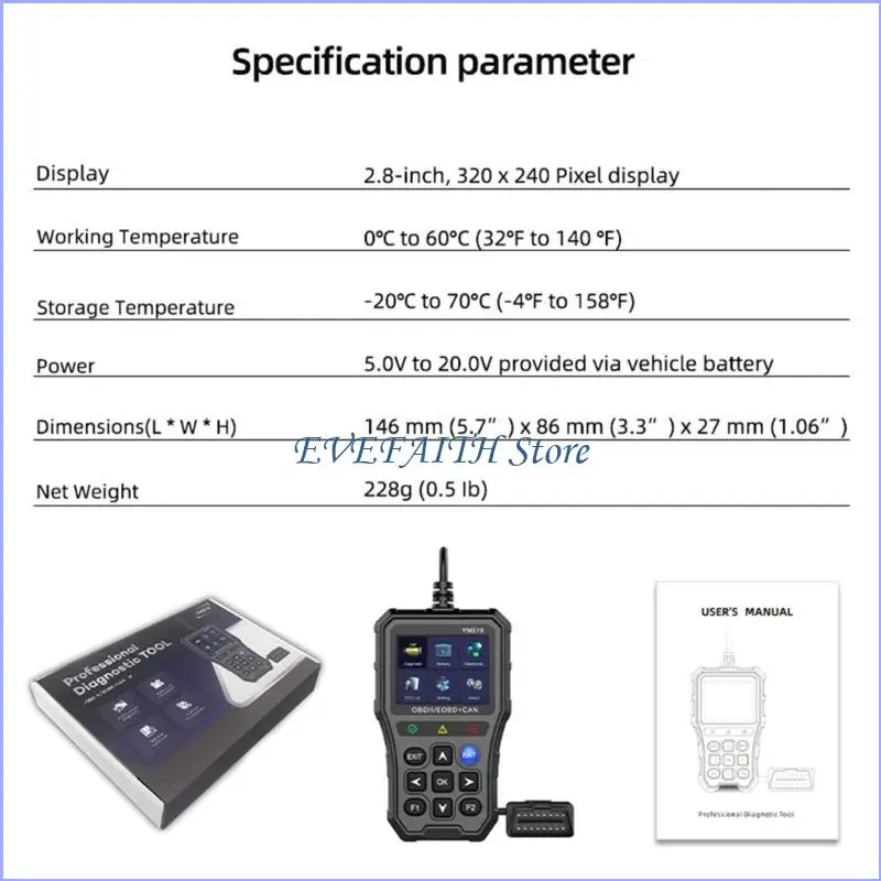 

124b аккумулятор CAR CAR Scanner 2.8IN Код экрана Читатель для чтения автомобильного диагностического сканирования с готовностью