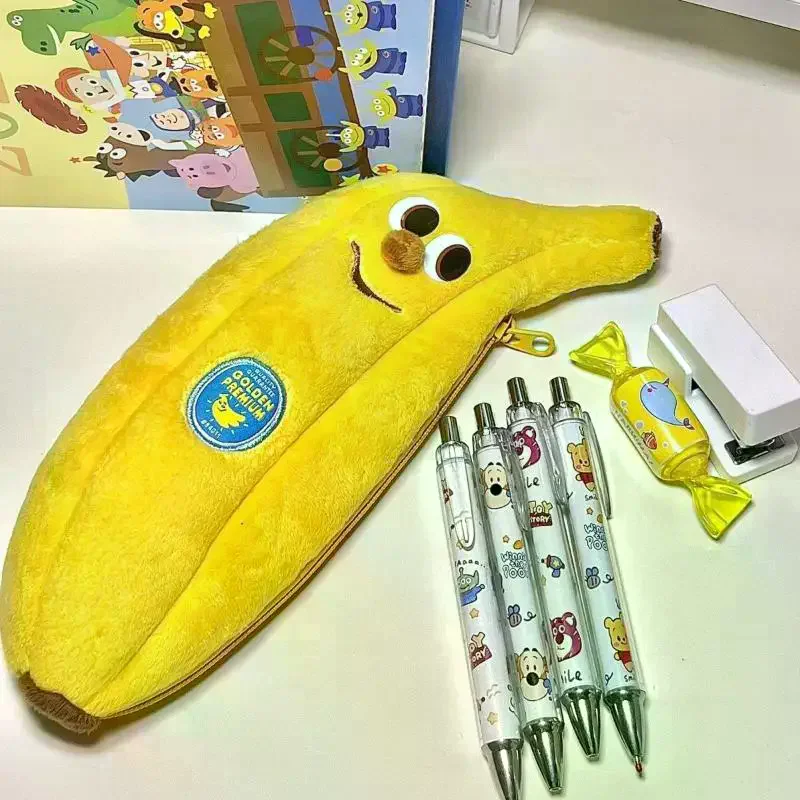 Cute Cartoon Banana Pencil Case, Plush Storage Bag, Makeup Bag, Creative And Humorous Gift, Stationery Bag For School 1PC