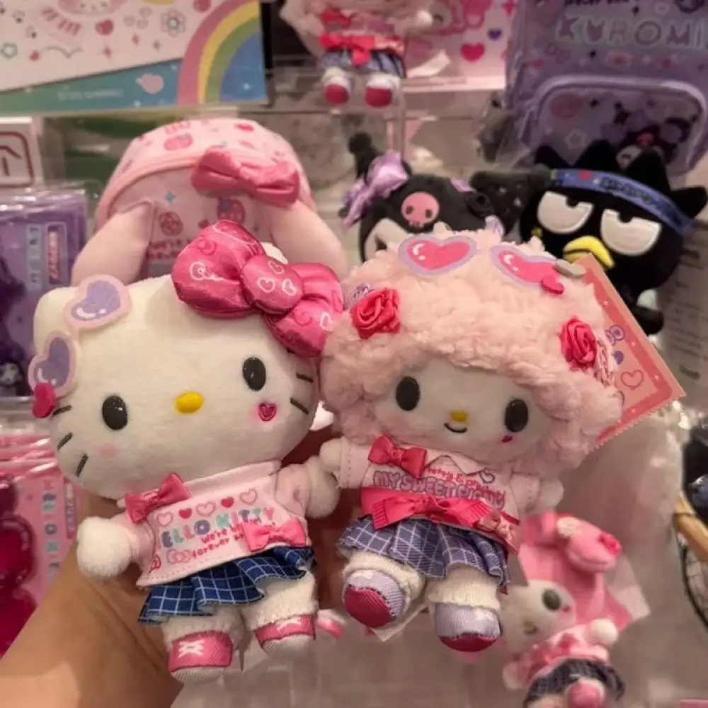 Sanrio sweet piano plush doll Key Chain University school uniform HelloKitty Melody Backpack pendant boy girl Creative plush toy