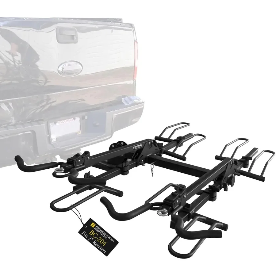 

BC-204 Heavy Duty Platform Mount Bike Rack Folding Hitch Carrier for 4 Bikes with 2 Hitch Receiver Durable and Secure Transport