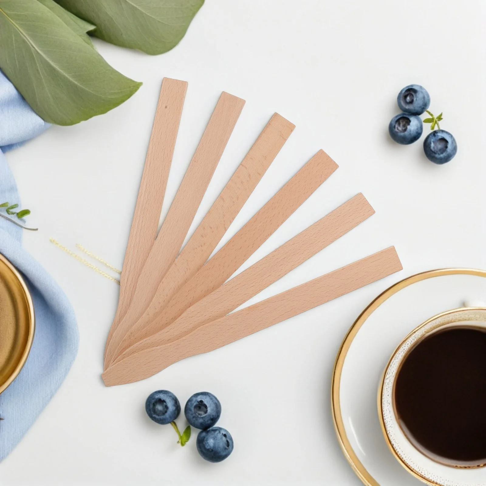 

6pcs Wooden Stirring Sticks Unfinished Flat For Paint Epoxy Resin Pigment Wax Mixing Reusable Craft Paddles Wood Craft Sticks