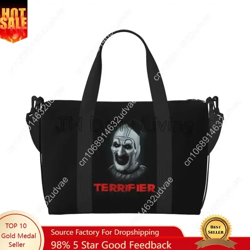Horror Clown Halloween Movie Terrifier Travel Duffel Bags Waterproof Weekender Overnight Bag Unisex Foldable Carry on Tote Bag