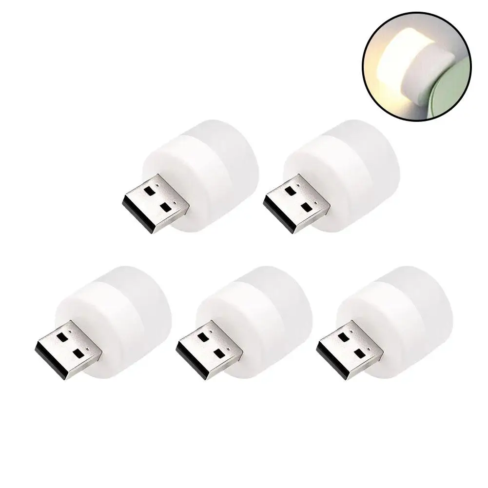5PCS Mini USB Lamp LED Night Light USB Plug Lamp Computer Mobile Reading Square Charging Power Eye Light Protection N9F6