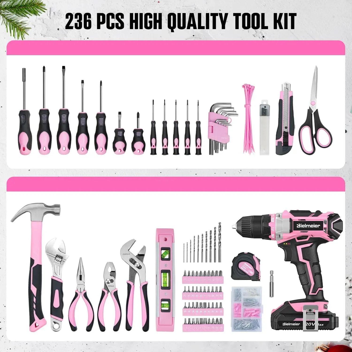 Drill Set - Essential Women'sSet, Lady's Basic Home Kit with Tool Bag - All in One Kit Ideal