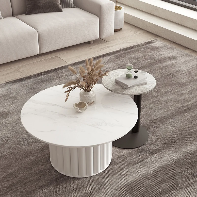 # Home-use Nordic Minimalist Light Luxury Coffee Table Set with Metal Frame and Slate Top for Small Apartment Living Room