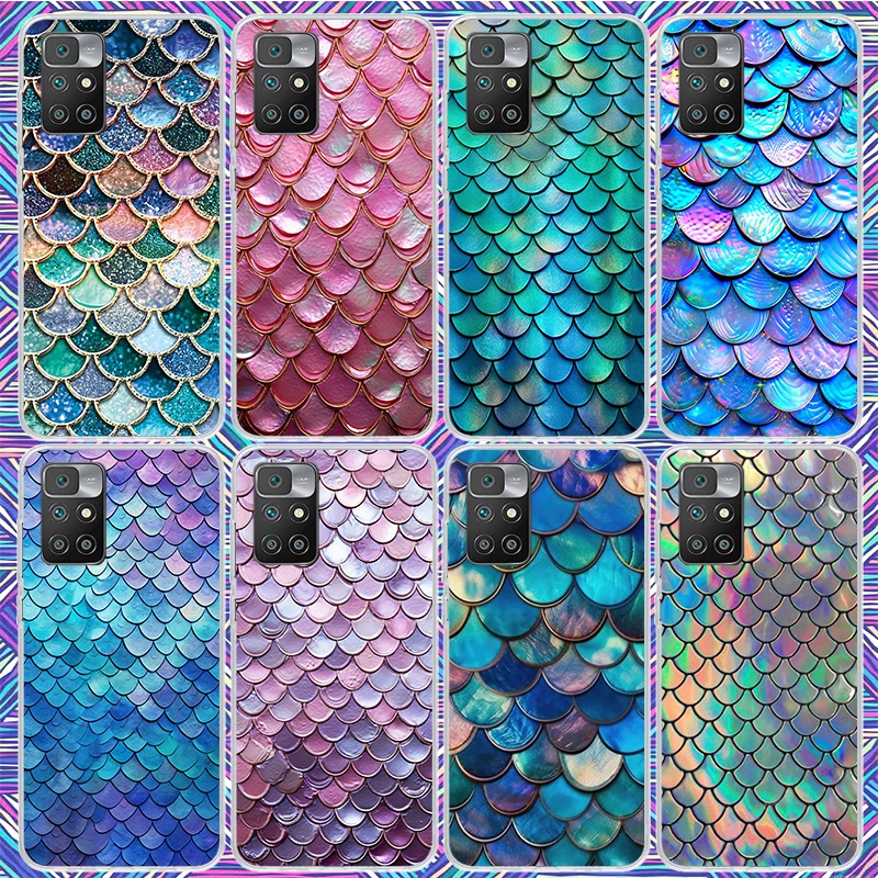 Fish Scale Pattern Mermaid Phone Case For Xiaomi Redmi Note 10 9 9S 8 8T 7 Pro Mi 15 Ultra 14 12T 11T 10T 9T 12 11 Lite Print Sh