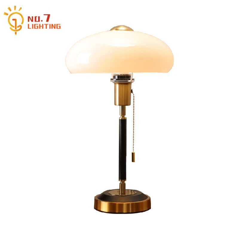 

American Luxury Warm Romantic Cream Glass Mushroom Table Lamp LED E27 Home Decor Bedroom Bedside Desk Lights Living Room Study