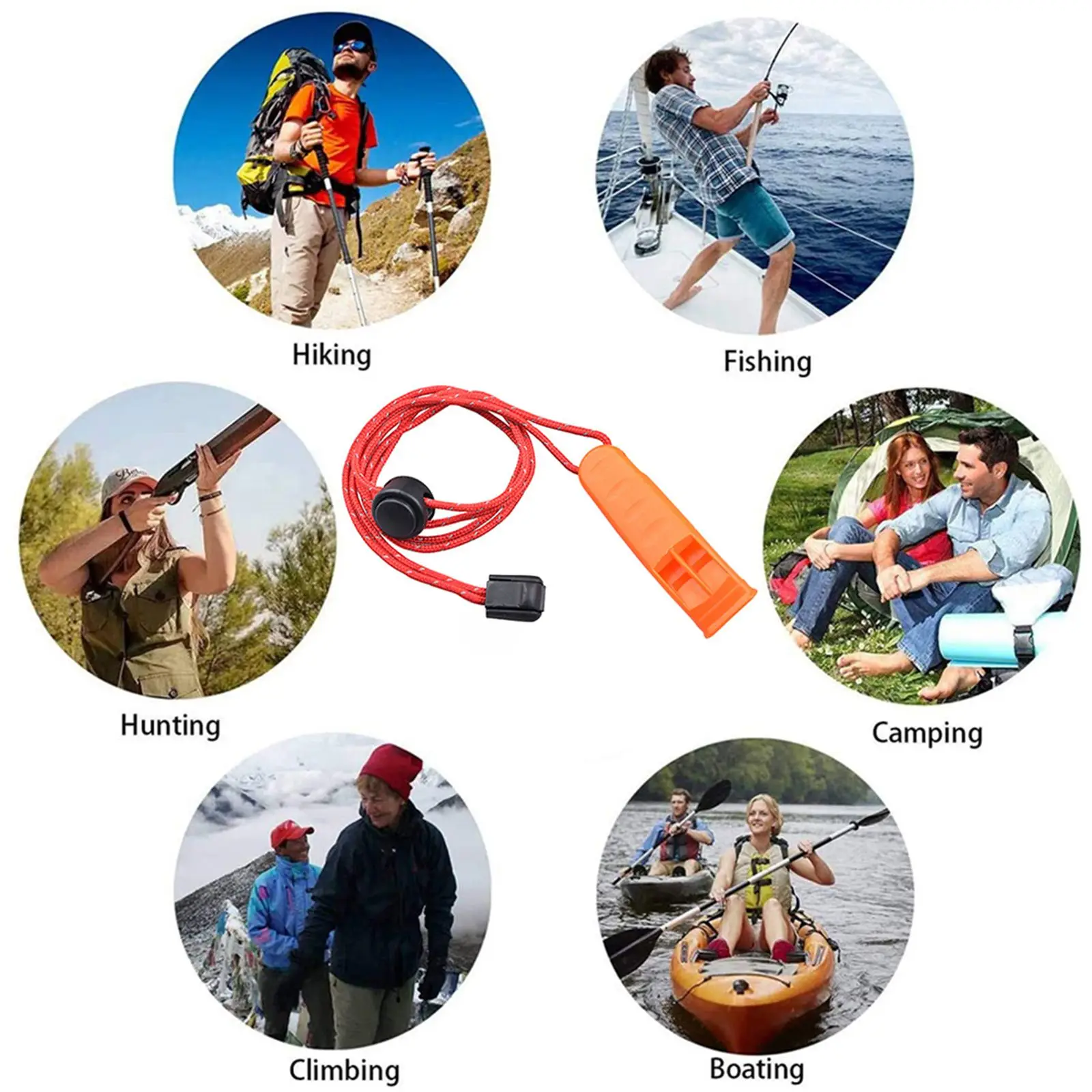 Safety Survival Whistles with Adjustable Reflective Lanyard Emergency Plastic Whistle Marine Whistle
