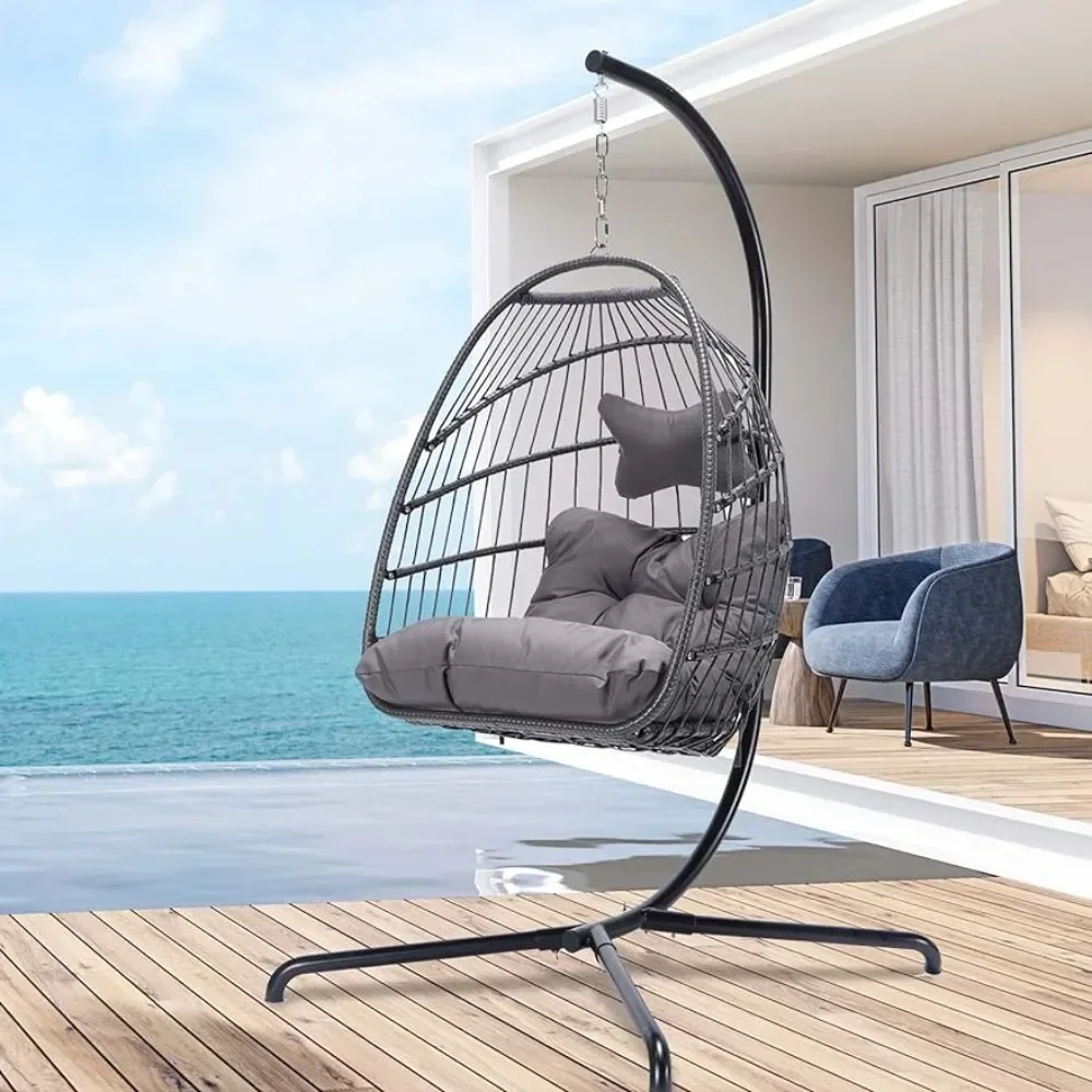 

Swing Egg Chair Wicker Rattan Patio Basket Hanging Chair with Cushions Bedroom Balcony Patio Hanging Basket Chair Hammock