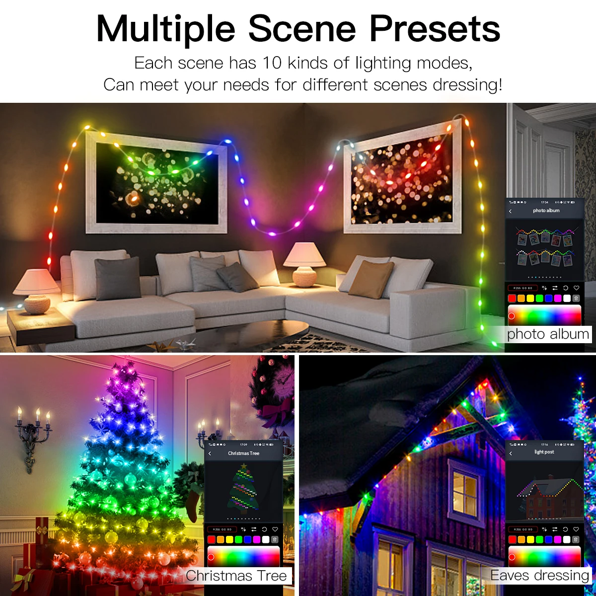 WS2812B Bluetooth LED String Fairy Lights Dreamcolor RGBIC DIY Party Christmas Tree Lights Wedding Decoration Garland USB Lamp