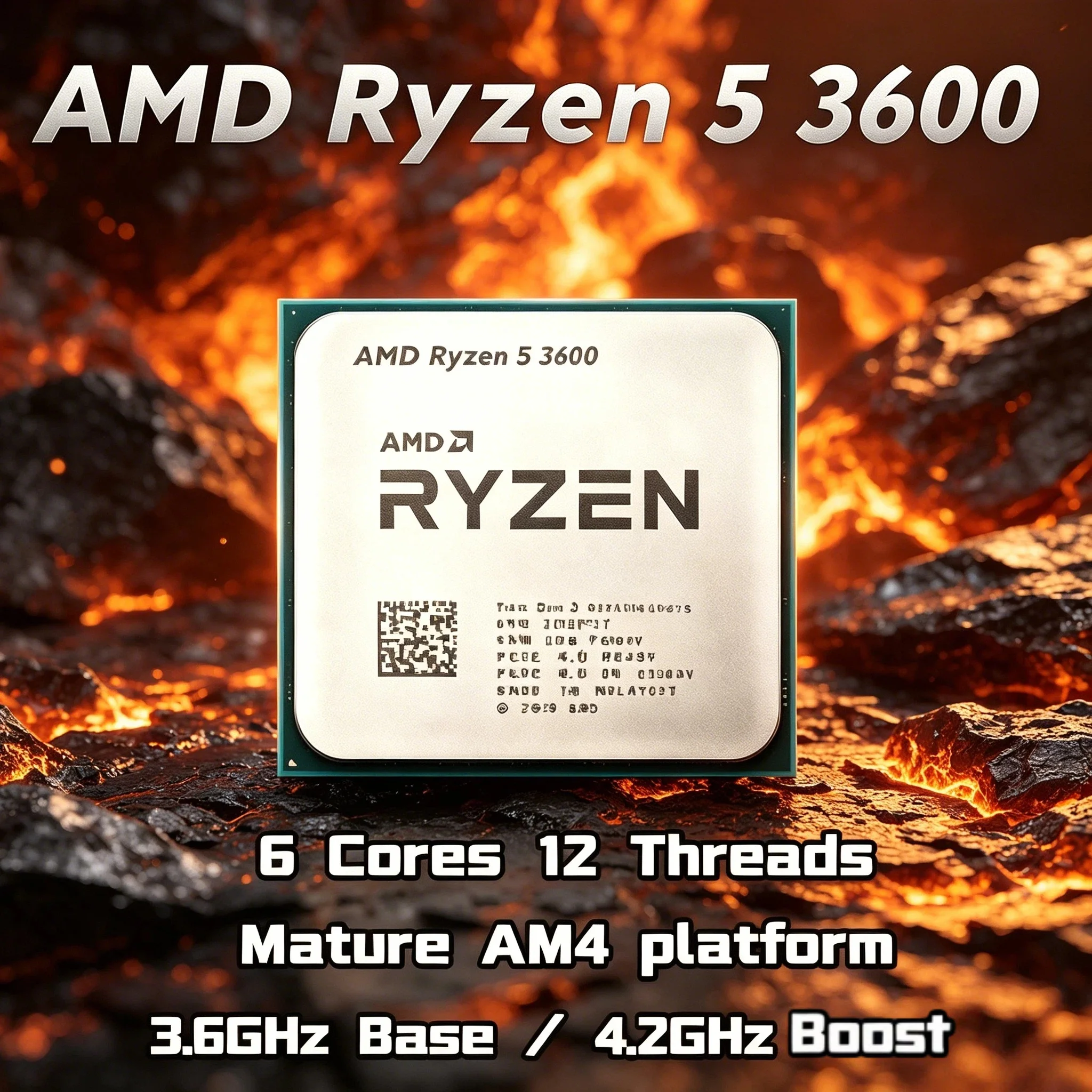 CPU AMD Ryzen 5 3600 de 4.2GHz, 6 Núcleos, 12 Subprocesos, 65W, Socket AM4 para Juegos de Escritorio, OEM, Sin Enfriador, R5 3600 Nuevo V30 Pro Max 8K Ultra HD