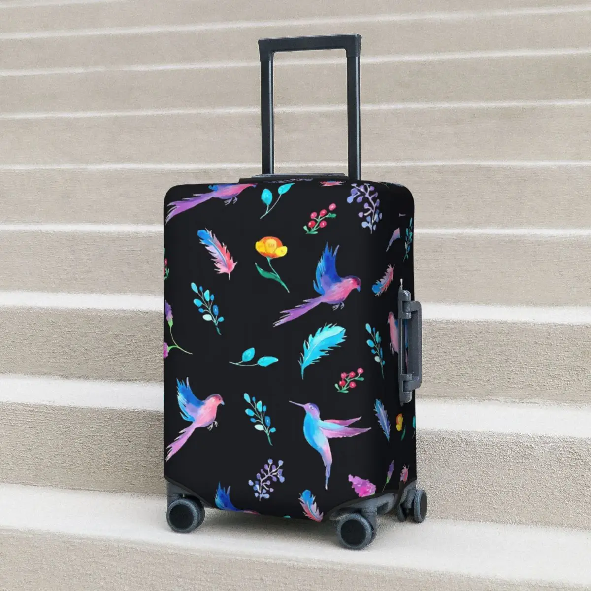 

Bird And Floral Suitcase Cover Pretty Birdie Flight Cruise Trip Strectch Luggage Case Protection