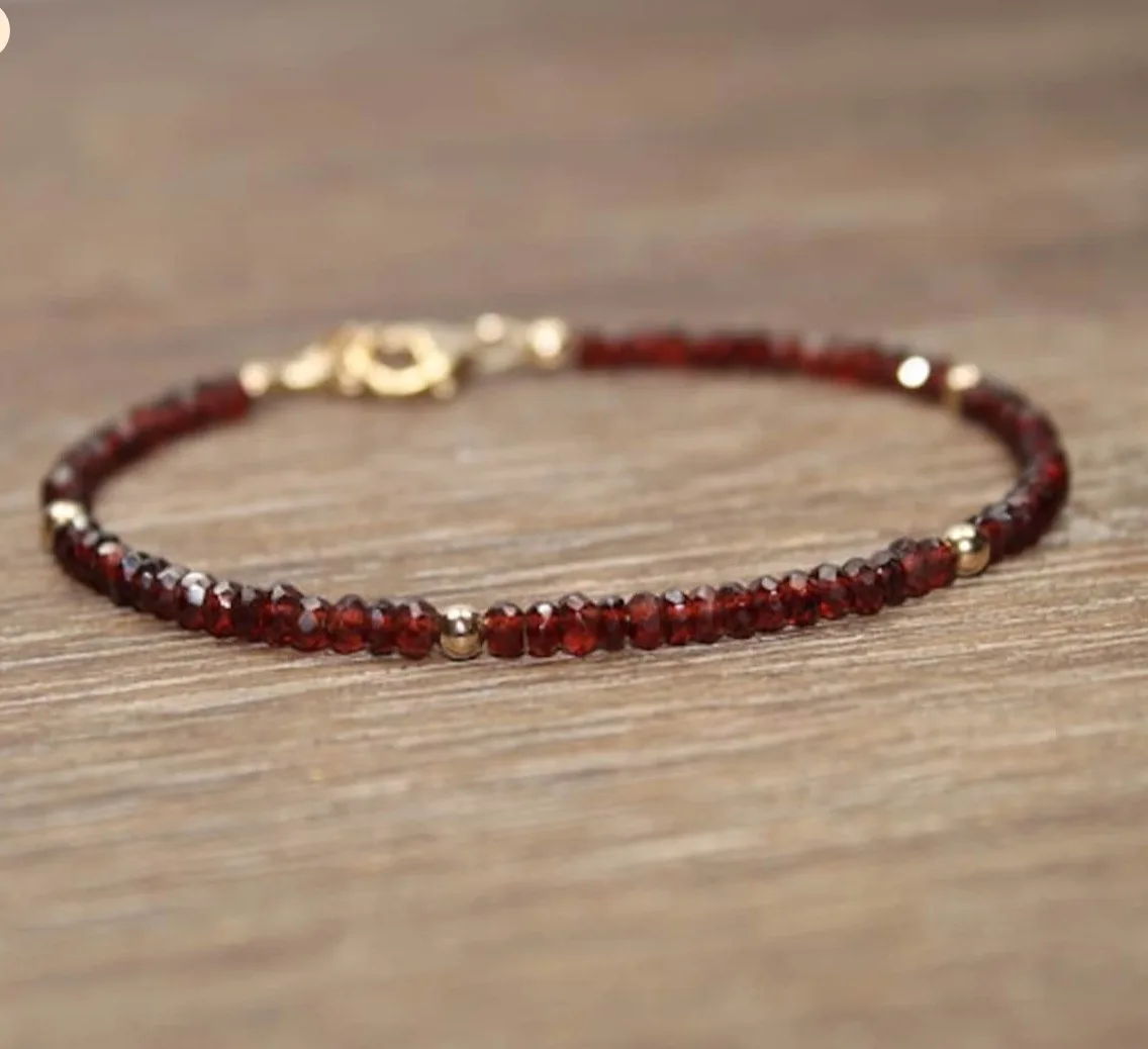 Garnet bracelet  January birthstone bracelet