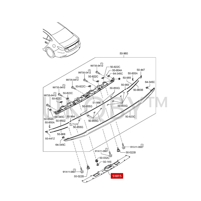 GW6T50858 GW6V50858 مناسبة لـ Ma zd a Atenza CX4CX-4 الغطاء الخلفي، غطاء صندوق السيارة، شريط زخرفي، قاعدة قوس، لوحة زخرفية