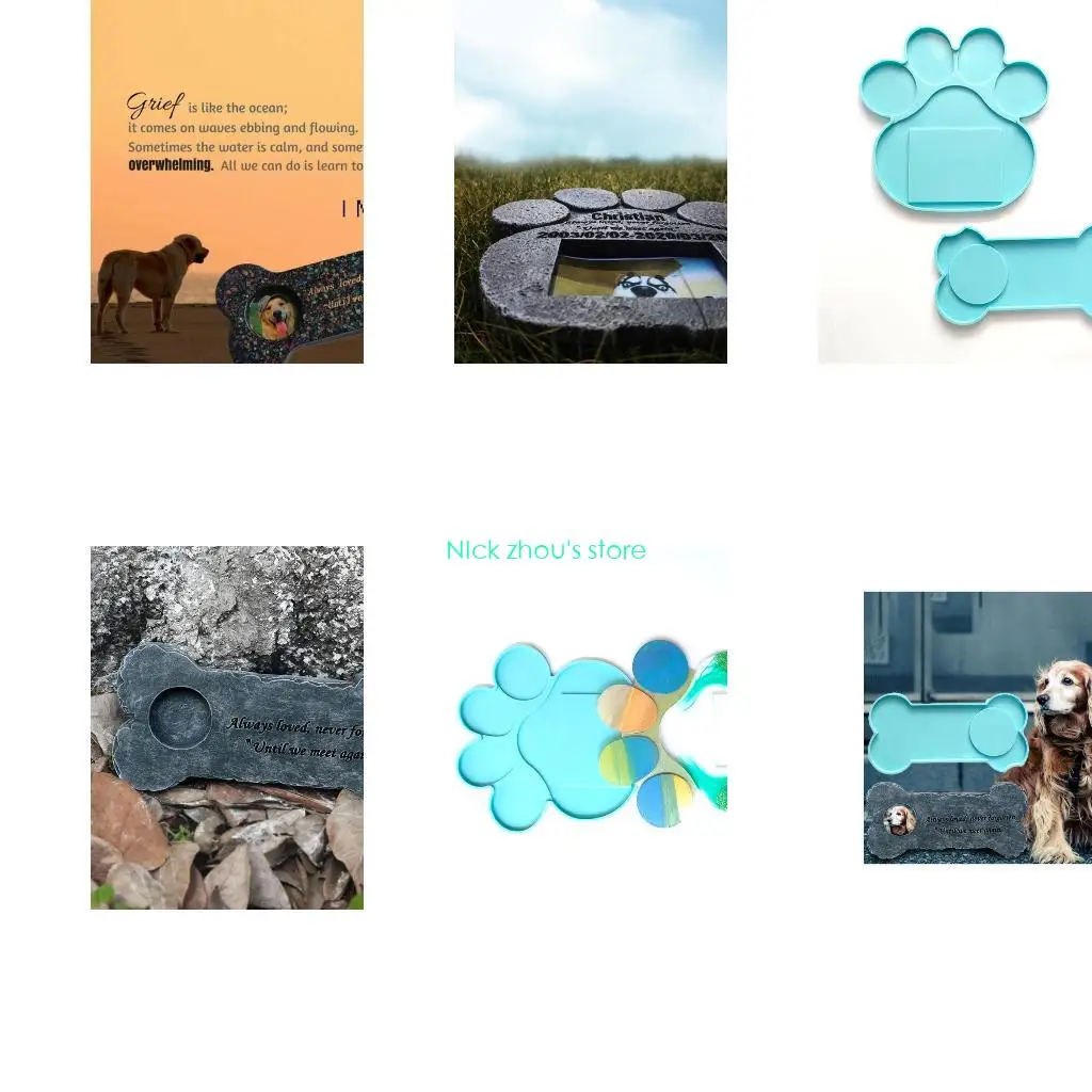

E15E Мемориальная форма для надгробия домашних животных, форма для собачьей кости, лапы, эпоксидная смола, силиконовая форма для