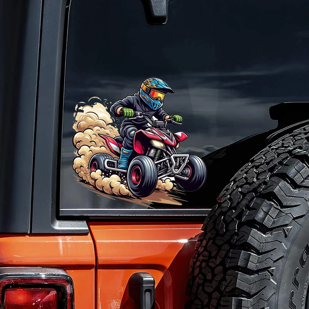 ATV Rider Waterproof Vinyl Car Decals for Windows, Bumper, Exterior Decorative Accessories, Blocking Scratches Stickers