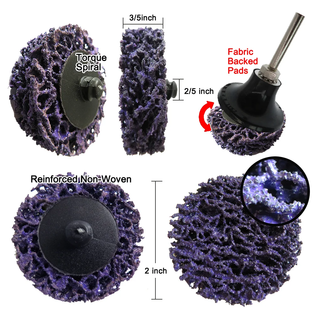 7 Pcs 50mm Poly Strip Disc Abrasive Wheel Set Clean Grinding Wheels with Holder Paint Rust Removal Clean For Angle Grinder