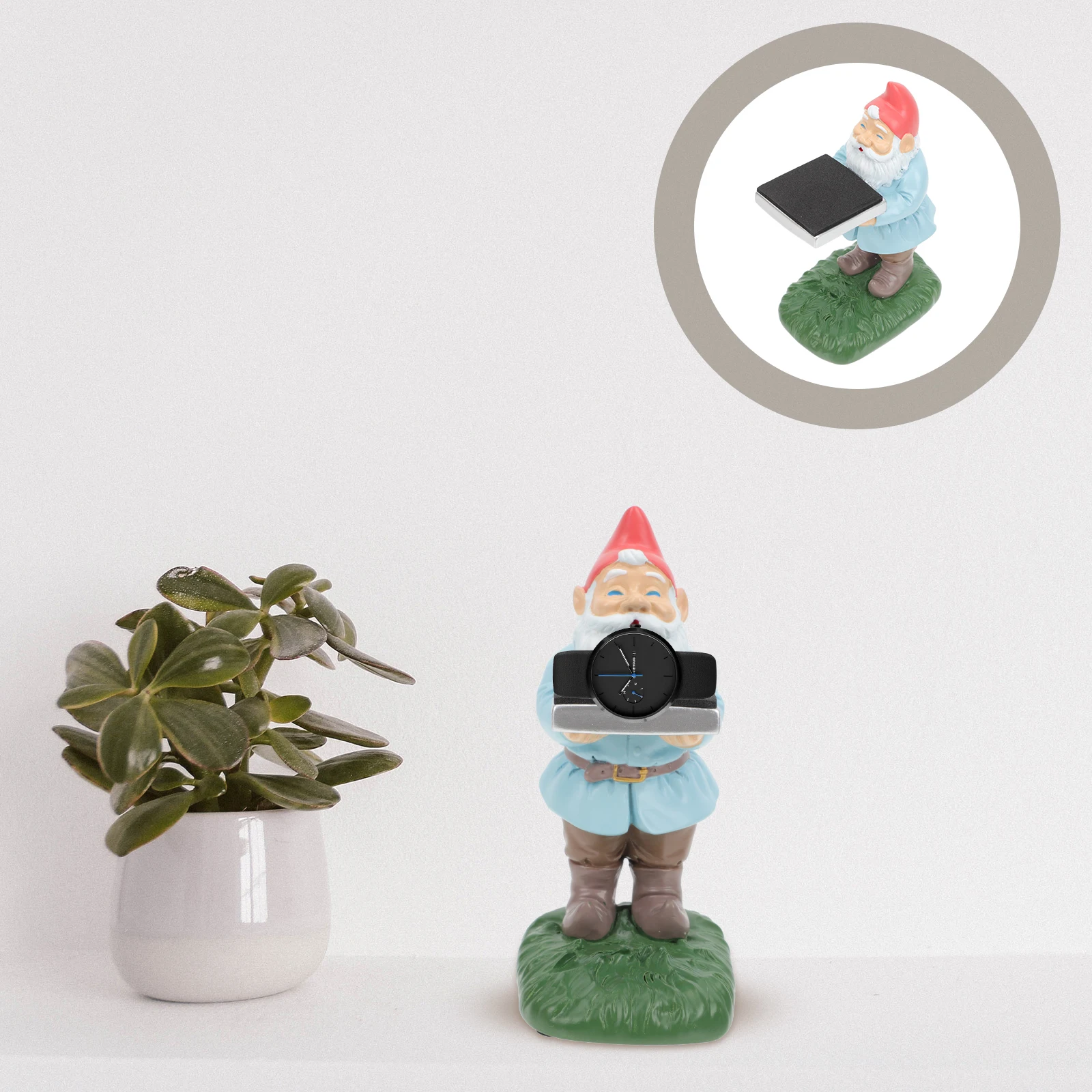 

Resin Gnome Watch Holder Desktop Decoration Resin Craft Ring Earring Storage Stand Creative Office Desk Decor