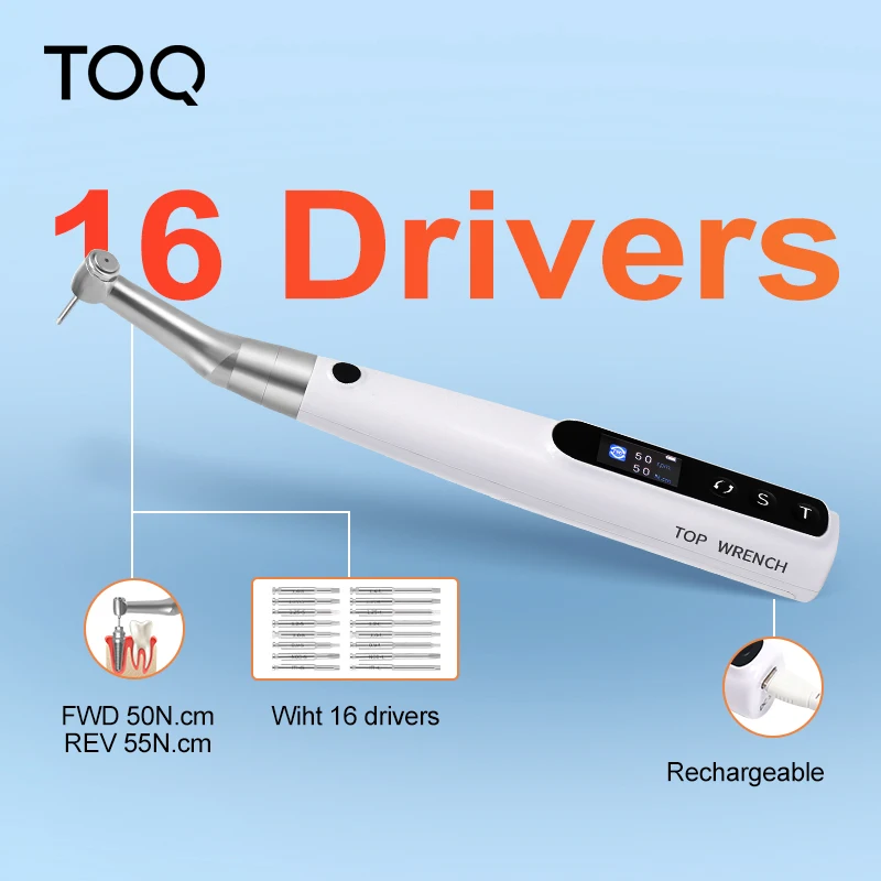 

Стоматологический электрический динамометрический ключ для имплантатов, универсальная 16-типная отвертка, беспроводной портативный двигатель, инструменты для ремонта стоматологических имплантатов