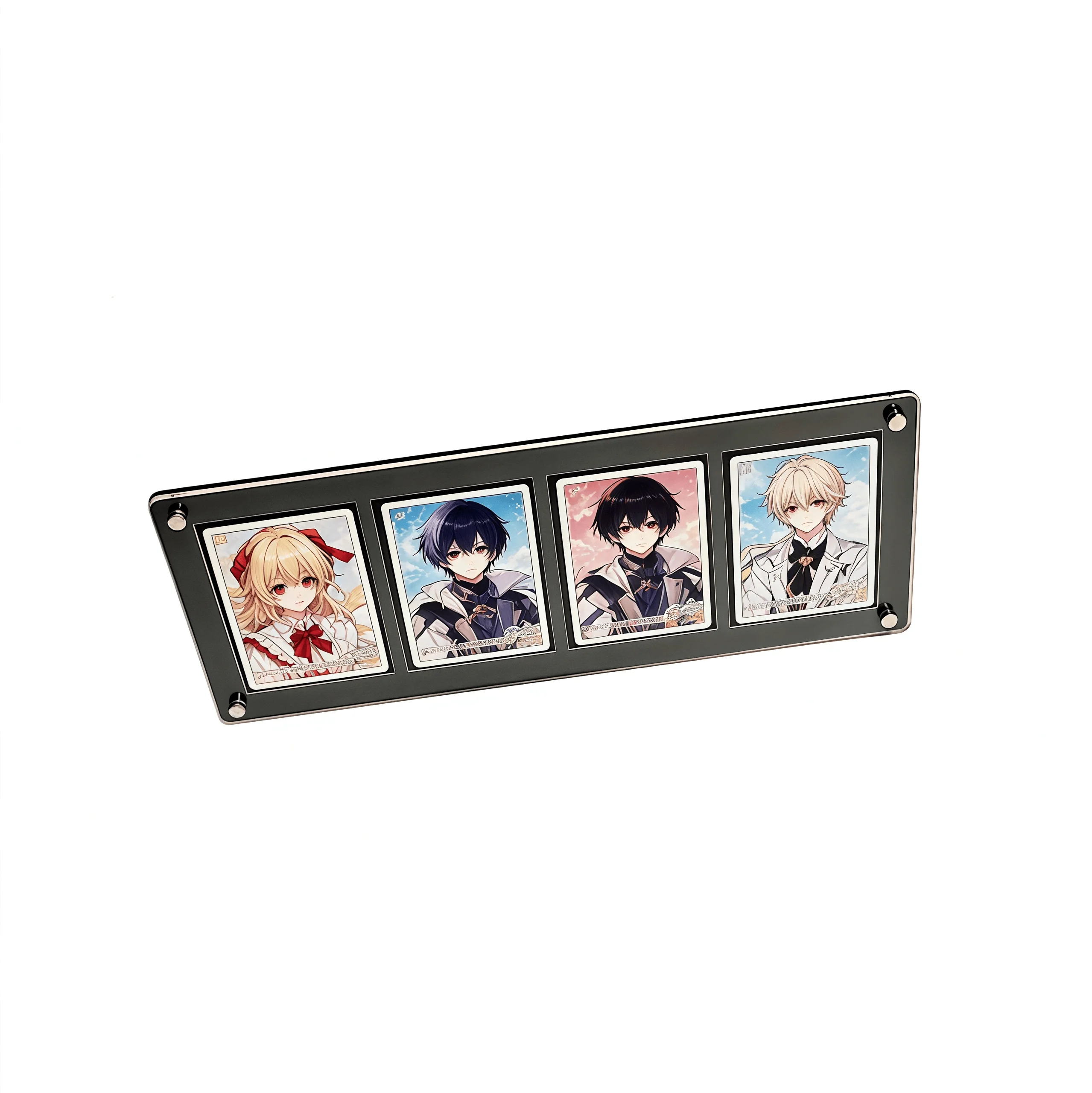 Black 4‑Slot Acrylic Card Display Stand 35PT Card Holder Desktop Showcase for PTCG TCG YGO Collectible Trading Cards